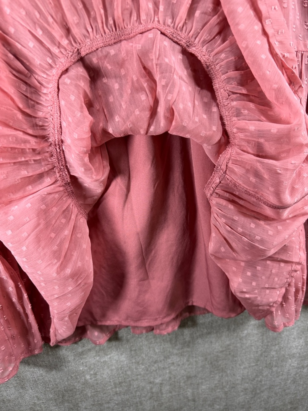 NWT Patrons of Peace Mulberry Pink Smocked Swiss Dot Mini Dress Size Small - Picture 7 of 10